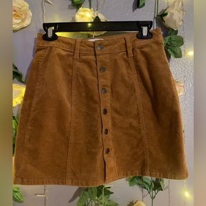 Button up brown corduroy skirt